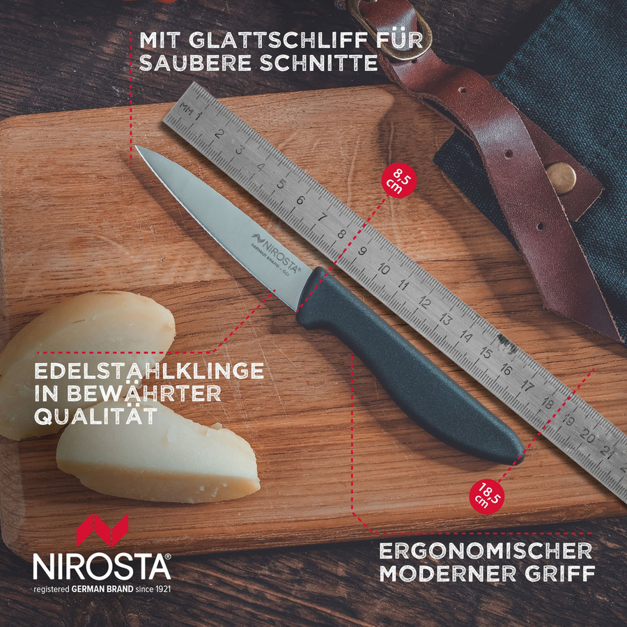 Nirosta Paring Knife Küchenmesser aus Edelstahl in Anthrazit mit 8,5 cm Klinge - Bild 2