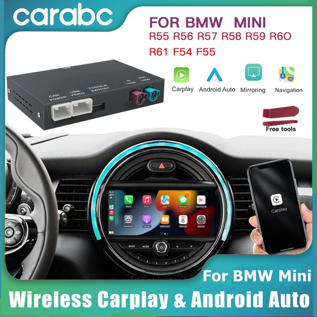 CARABC Drahtlose CarPlay und Android Auto Adapter Box mit AirPlay und Mirror Link für BMW Mini Cooper NBT CIC R55 R56 R57 R58 R59 R60 R61 in Schwarz - Bild 1