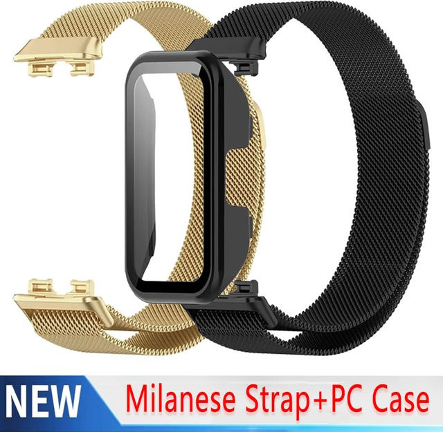 Huawei Uhrenarmband Milanaise, Edelstahl, Schwarz, Huawei Band 10 9 8 - Bild 1