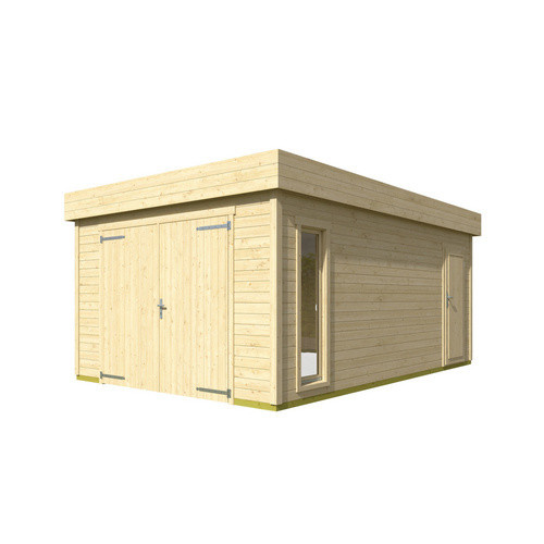 Lasita Blockgarage Bahamas mit Holztor in Natur/Unbehandelt, B: 360 cm, T: 540 cm - Bild 3