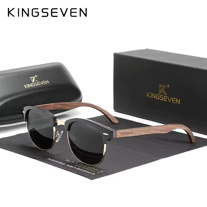 Kings even Sonnenbrille, Holz, schwarz, polarisiert, Unisex - Bild 2