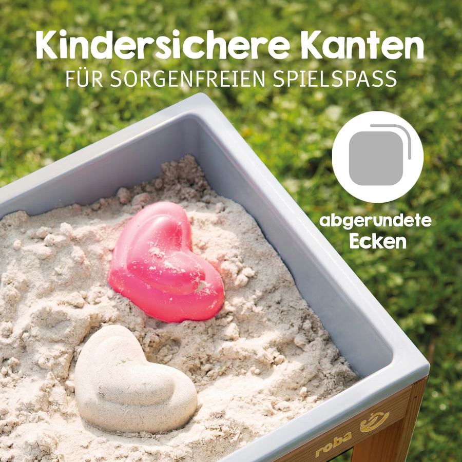 Roba Outdoor Spiel- und Wassertisch Tiny aus Massivholz in Teakfarben mit Spielwanne und Sandtisch - Bild 4