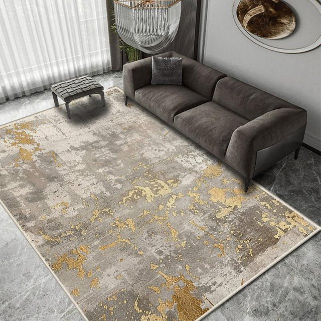 Moderner Teppich aus Crystal Velvet in Grau für Wohnzimmer und Schlafzimmer, rutschfest und fleckbeständig, B/T: 60 x 40 cm - Bild 1