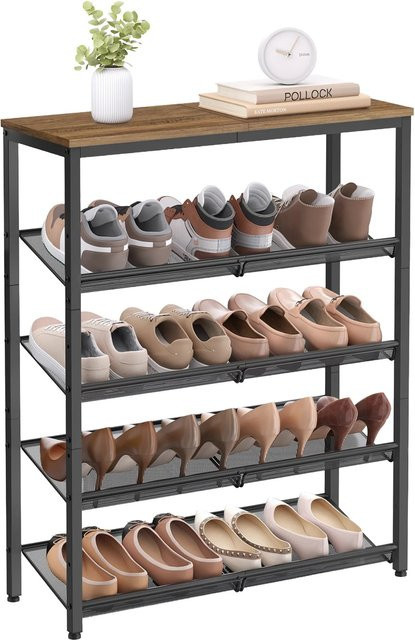 Songmics Schuhregal Darek mit 5 Ebenen in Braun-Schwarz für den Eingangsbereich - Bild 1