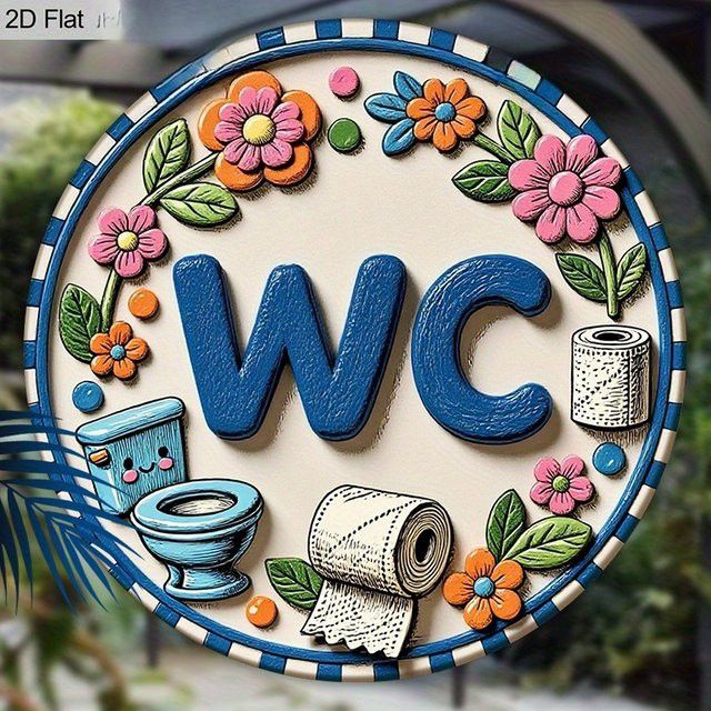 CIFBUY Vintage WC Schild aus Aluminium mit Blumenmuster in Mehrfarbig im Bauernhaus Stil zur Wandmontage - Bild 1