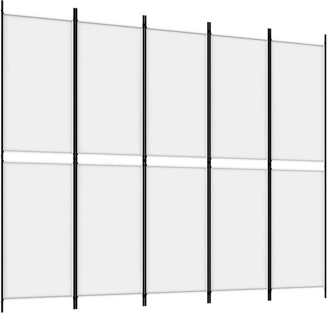 vidaXL 5-teiliger Paravent aus Stoff in Weiß, B/H: 250 x 200 cm - Bild 1