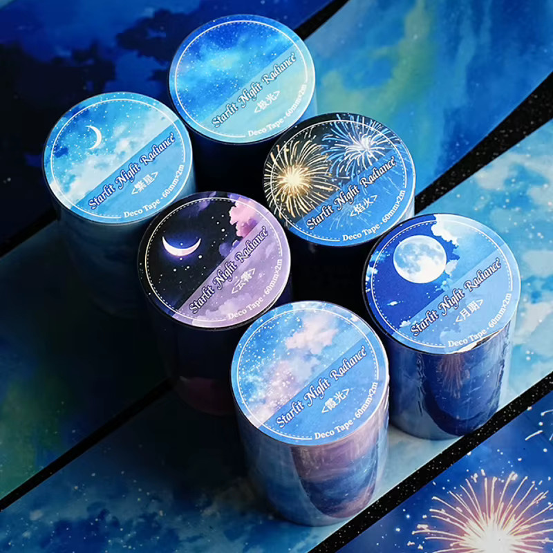 Mr. Paper Night Isle Starlight Washi Tape in Multicolour, 200 cm glitzernde PET-Rolle für kreative DIY-Dekorationen - Bild 2