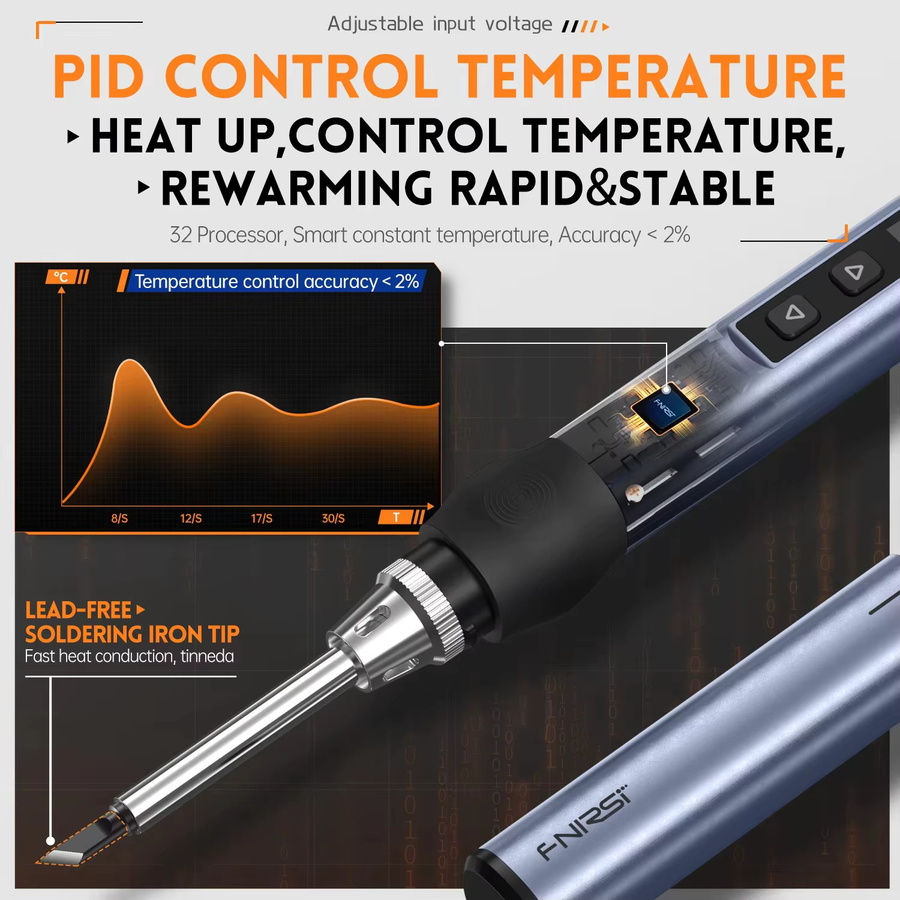 FNIRSI HS-01 Intelligenter Lötkolben in Blau mit 65W PD Leistung und digitaler Temperaturanzeige von 80-420 ℃ - Bild 4