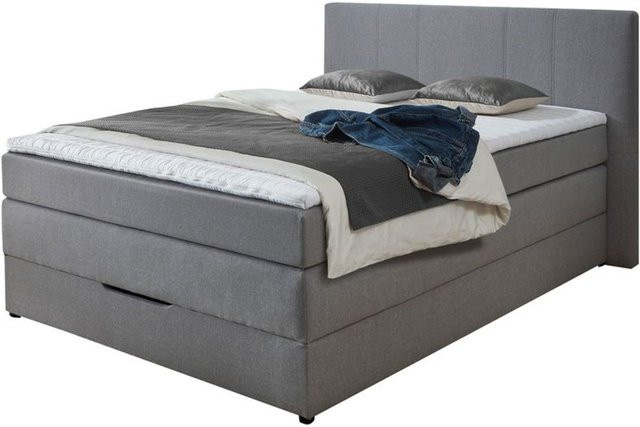 SUN GARDEN Boxspringbett Broome in Kieselgrau mit Kopfteil, Basisgestell mit Stauraum und Bonell-Federung sowie Komfortschaum-Matratzenauflage - Bild 1