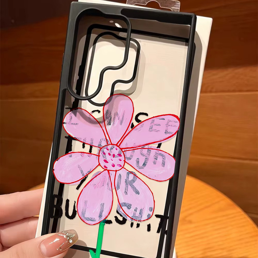 Transparente Blumen-Handyhülle mit Lanyard für Samsung Galaxy S26 Ultra, S25, S24, S23 und A-Serie, harte Acryl-Schutzhülle - Bild 4
