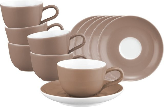 Seltmann Weiden Espressotasse mit Untertasse Liberty Pure Colors Braun 6er Set 90 ml - Bild 1