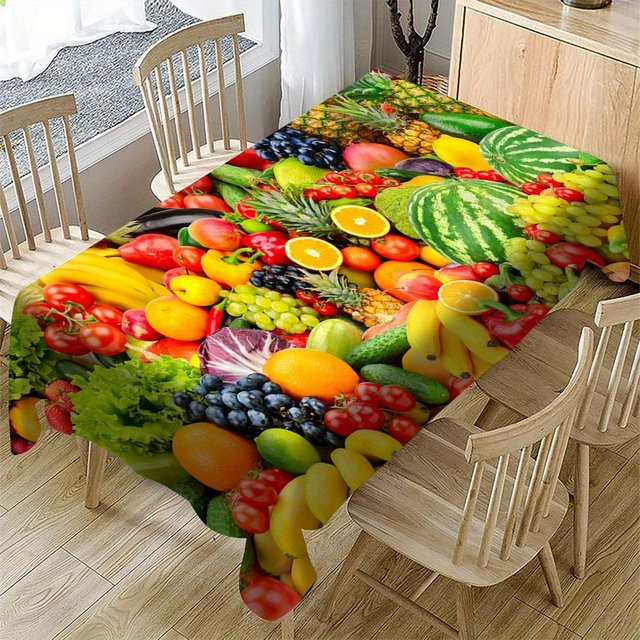 Runde Polyester-Tischdecke von JINGYUE Pet mit grünem Ananas- und tropischem Blättermuster, pflegeleicht und modern - Bild 1