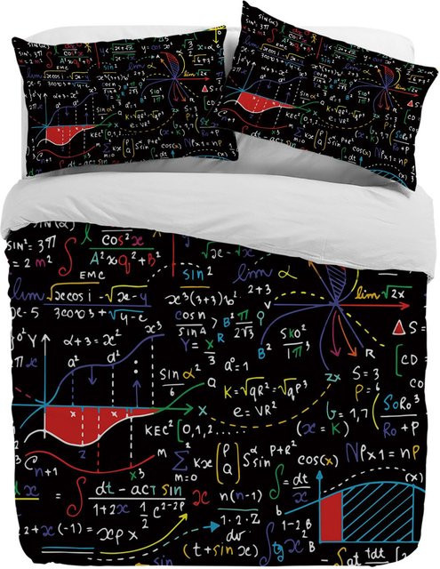 Lodestar Bettwäscheset Mathematik Formel Diagramm mit Kissenbezug, 3-teilig, Schwarz, B/H: 135 x 200 cm - Bild 1