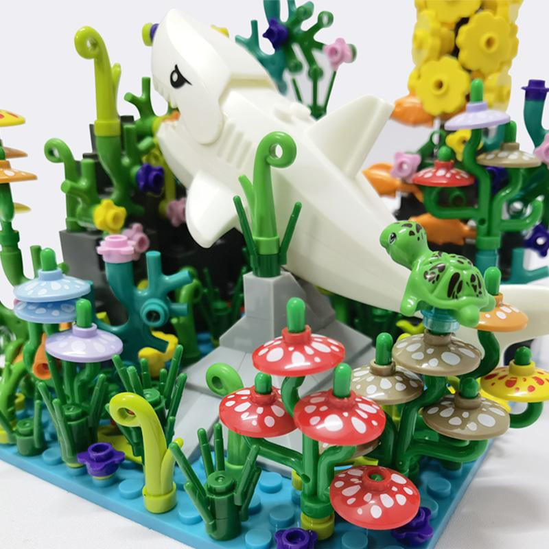 Linyi toy Unterwasser Meereshaiflanzenblöcke Fisch Set - Bild 2
