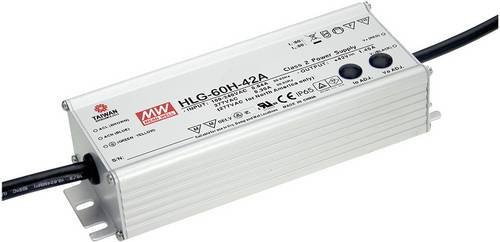 Mean Well MW HLG-60H-36A LED-Treiber, silberner LED-Trafo mit 61W, 36V/DC und IP65 Schutzart - Bild 1