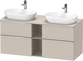 Duravit Waschtischunterschrank D-Neo in Beige Matt mit Schubladen und offenen Regalfächern, Wandmontage, Breite: 140 cm, Tiefe: 55 cm, Höhe: 66,4 cm - Bild 1