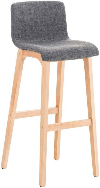TPFLiving Barhocker Hope mit 4-Fuß Gestell in Natura und Stoff in Hellgrau, H: 110 cm, B: 41 cm, T: 46 cm - Bild 1