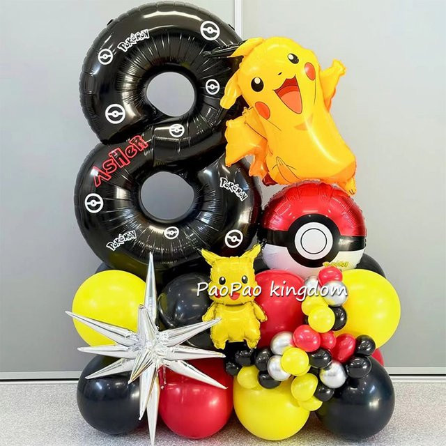 Potdemiel Pokémon Pikachu Ballon-Set für Kinder als bunte Partydekoration zum Geburtstag - Bild 1