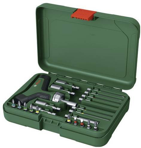 Bosch Bit-Ratschenschraubendreher-Set T-Griff mit 22-teiligem Bit-Satz in Grün-Schwarz - Bild 1
