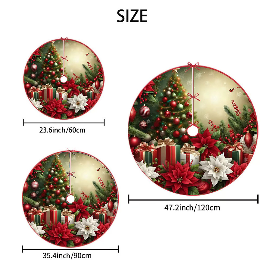 VIKAMA Weihnachtsbaumrock in runder Form mit 3D-Stickerei und floralem Design in Multicolour - Bild 3