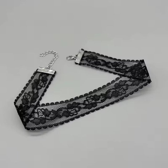 Rui Di Choker-Halsband, Blumen-Spitze, Messing, Schwarz, Damen - Bild 1