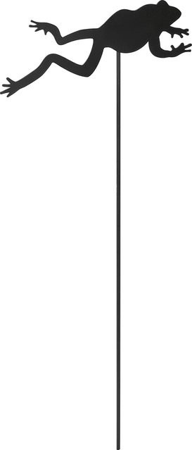 Gartenstecker Frosch aus Eisen in Dunkelgrau, B: 12 cm, T: 0,2 cm, H: 30 cm - Bild 1