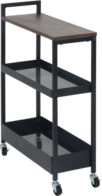 Relaxdays Nischenwagen im Industrial-Design aus Stahl und MDF, Schwarz und Braun, B/T/H: 70 x 50 x 20 cm - Bild 1