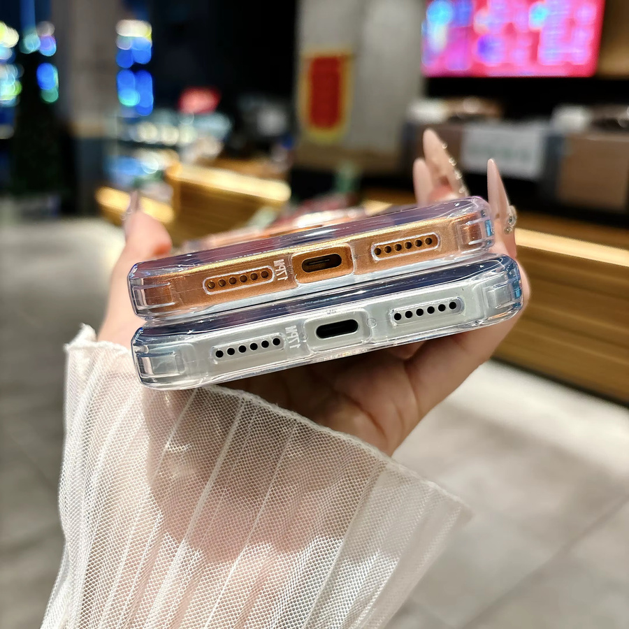 Transparente Magnetische Metall-Ständerhülle für Apple iPhone kompatibel mit MagSafe, Harte Acryl-Stoßfängerhülle - Bild 2