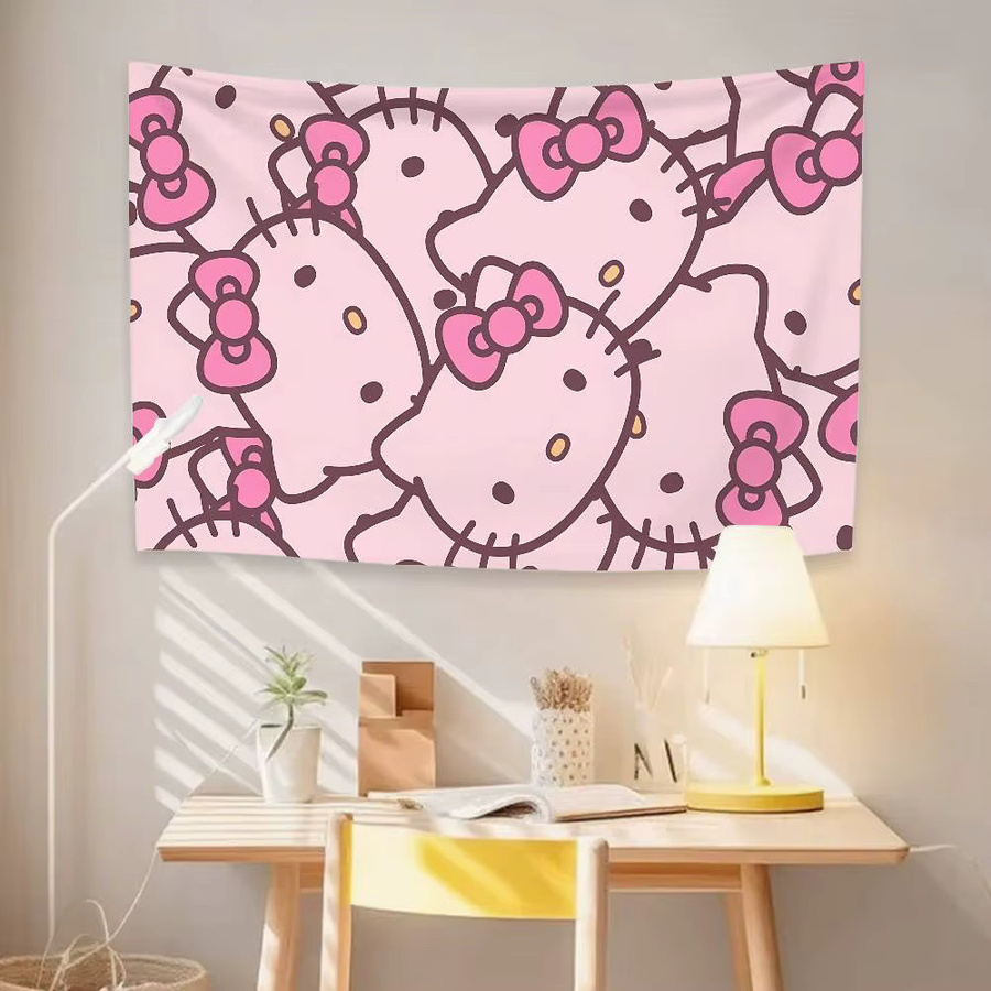 Mesuca Wandteppich mit niedlichem Tier-Motiv in Pink, rechteckiger Textil-Wandbehang - Bild 2