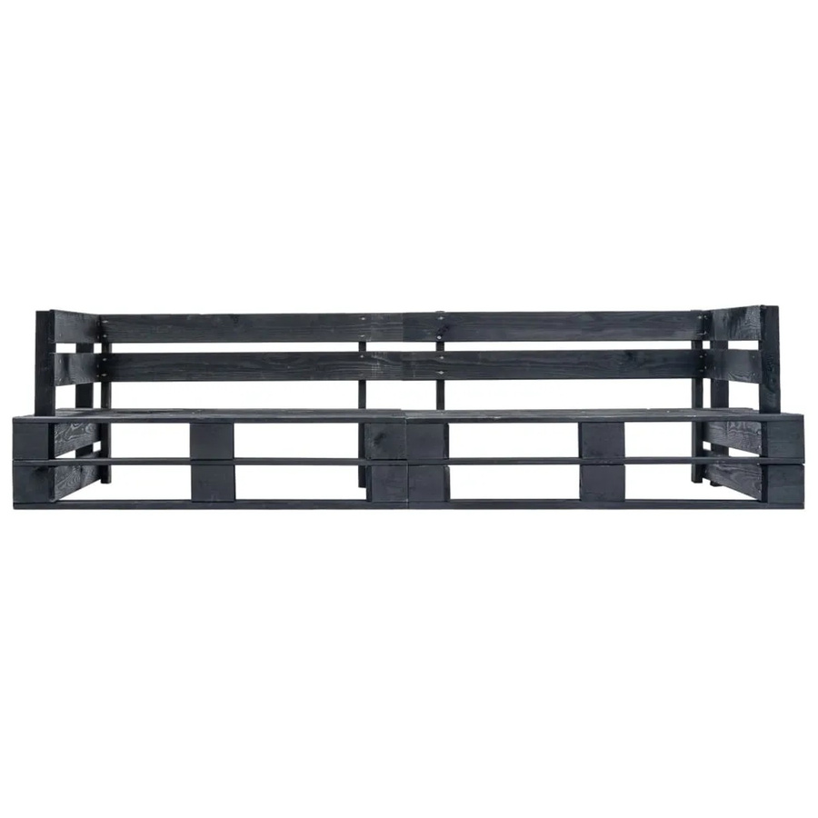 vidaXL Garten-Palettensofa 2-Sitzer aus behandeltem Hartholz in Schwarz, B/T/H: 220 x 66 x 55 cm - Bild 2