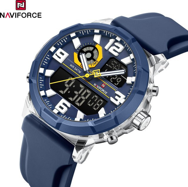 NAVIFORCE Armbanduhr, Quarz, Analog-Digital, Silikon, 5 ATM, Herren, Schwarz - Bild 1