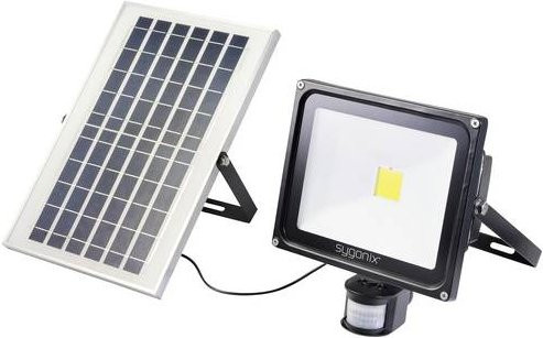 Sygonix SY-5461112 Solar-LED-Flutlicht mit Bewegungsmelder, 50W, Schwarz, Kaltweiß - Bild 1