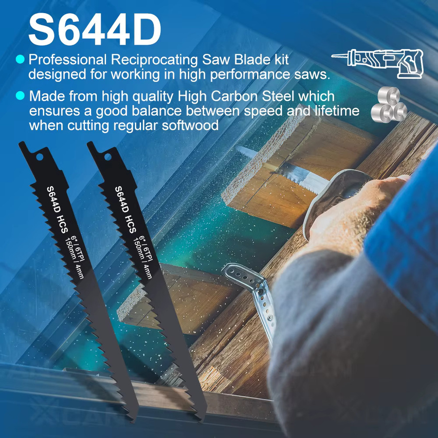 CMCP S644D Säbelsägeblätter 6 Zoll mit 6 TPI aus High Carbon Stahl zum Schneiden von Holz, Kunststoff, Metall und Ästen - Bild 4