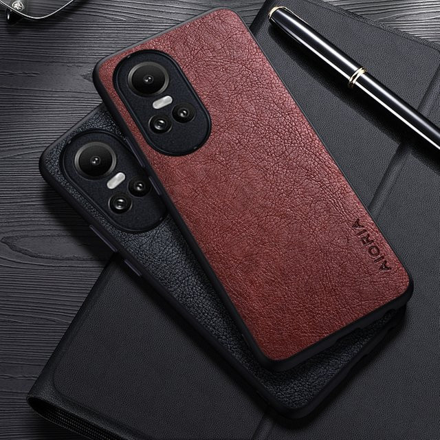 Luxuriöse Business Lederhülle für Oppo Reno 10 Pro Plus und Reno 10 Pro in Braun - Bild 1