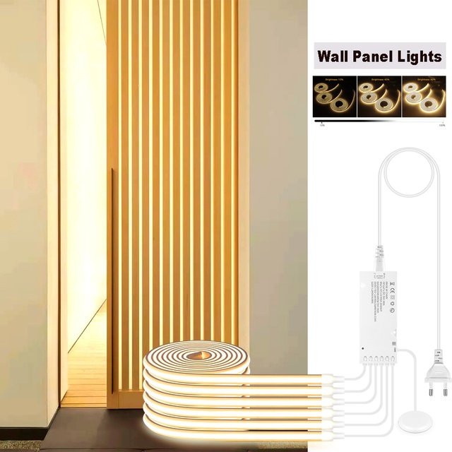 Rybakov Selbstklebender Linear Neon COB LED-Streifen in Weiß für Wanddekoration und Schrankunterbeleuchtung - Bild 1
