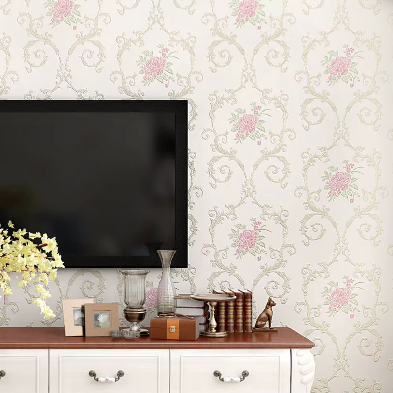 DZQ Selbstklebende 3D Stereo Tapete Floral Klassisch Weiß 10m - Bild 2