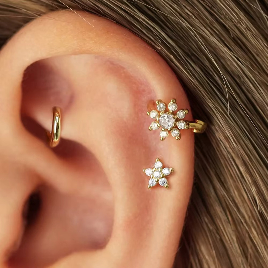Maodane Ohrstecker-Set, Edelstahl, Zirkonia, Gold, Damen - Bild 1