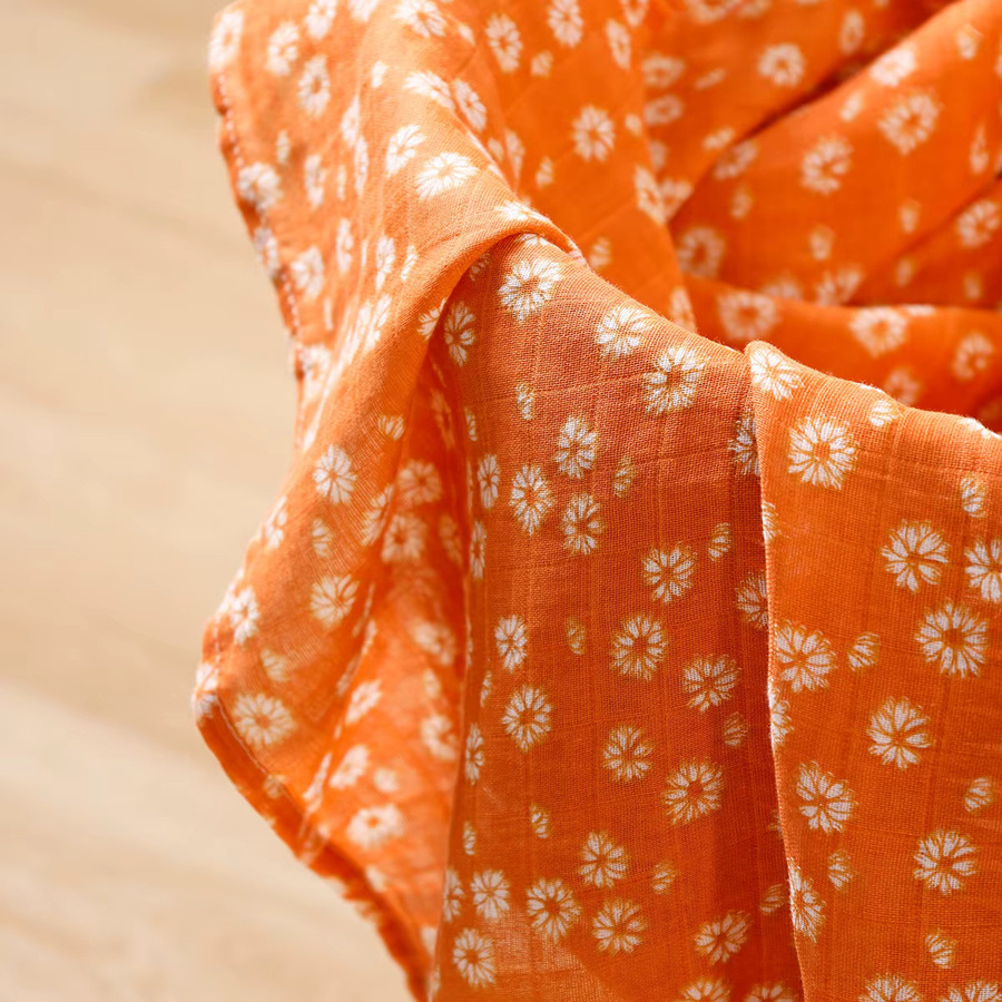 Kangobaby 3er Pack Baby Musselin Baumwolle Wickeldecken und Badetücher, Orange, B/T: 120 x 110 cm - Bild 3