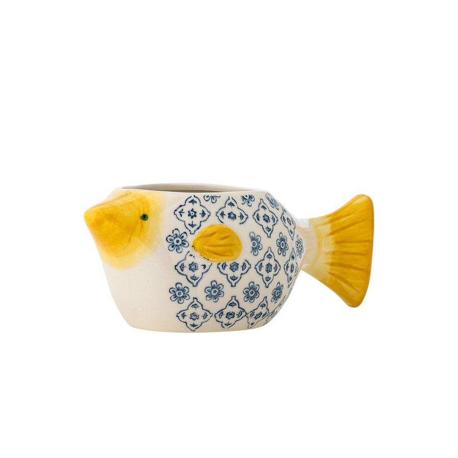 Bloomingville Blumentopf Wrenna aus Steingut in Fischform mit Blumenmotiv, Multicolor, Höhe: 11 cm, Breite: 25 cm, Tiefe: 1 cm - Bild 1