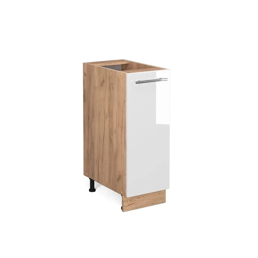 Vicco Apothekerunterschrank Fame-Line Küchenschrank in Weiß Hochglanz und Eiche mit 30 cm Breite - Bild 3