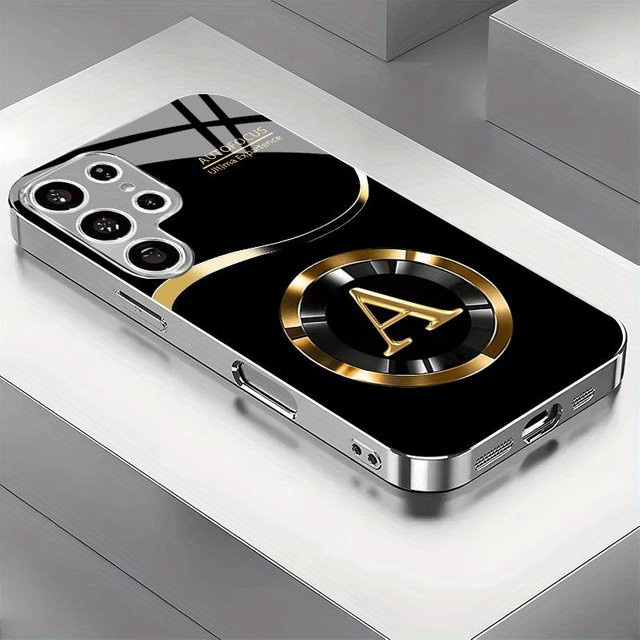 Einfachheit Mode Galvanisierte Glas-Handyhülle für Samsung Galaxy S24 S23 S22 S21 FE Ultra Plus in Schwarz - Bild 1