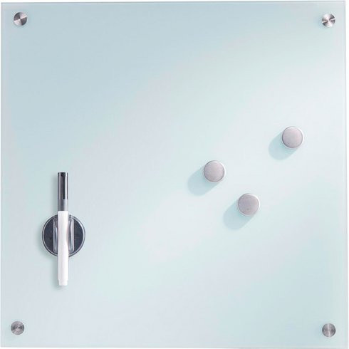 ZELLER Memoboard aus Glas in Weiss mit 3 Magneten und 1 Stift, B/H: 40 x 40 cm - Bild 1