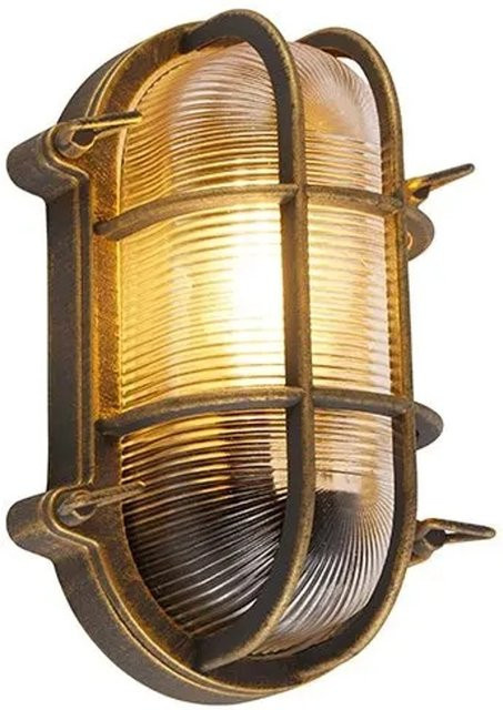 QAZQA Wand- und Deckenleuchte Nautica in Gold und Messing, ovale Glasleuchte IP44 für Badezimmer und Außenbereich, dimmbar, E27 - Bild 1
