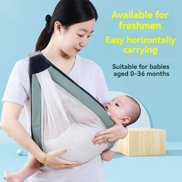 Atmungsaktive Baby Outdoor Tragehilfe aus Mesh in Grün mit komfortabler Hüftstütze für freie Hände - Bild 1