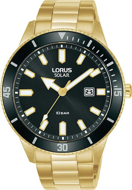 Lorus Armbanduhr Solar, Edelstahl, Schwarz, 43 mm, Herren - Bild 1