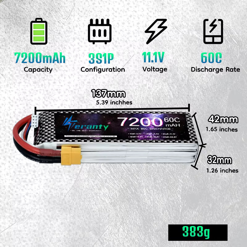TERANTY 3S 11,1V 7200mAh 60C LiPo-Akku, RC-Akku - Bild 2