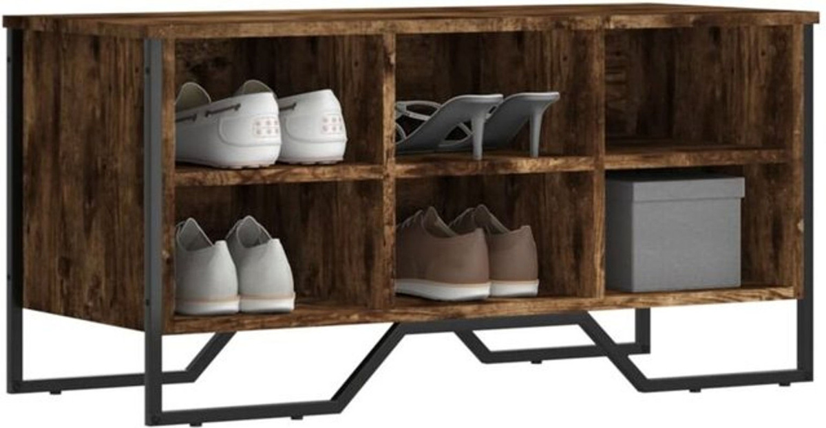 Schuhregal vidaxl in Räuchereiche und Braun aus Holzwerkstoff und Metall im Industrial Design, B/T/H: 90 x 38 x 45,5 cm - Bild 1