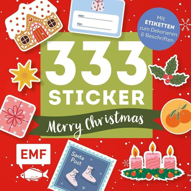 333 Merry Christmas Geschenk-Etiketten und Aufkleber Edition Michael Fischer, beschreibbar, Mehrfarbig - Bild 1