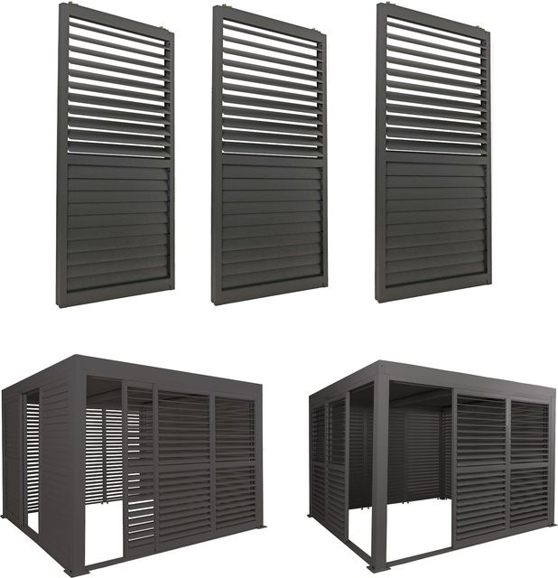 3er-Set Aluminium Schiebetür für Pergola MCW-L46 in Anthrazit, B/H: 206 x 272 cm - Bild 1