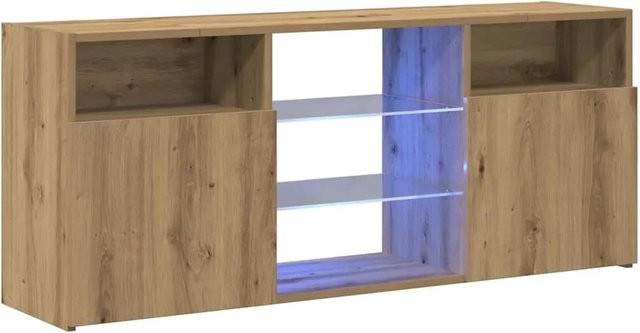 vidaXL TV-Schrank in Artisan-Eiche mit integrierter LED-Beleuchtung, Farbe: Braun, B/T/H: 120 x 30 x 50 cm - Bild 1